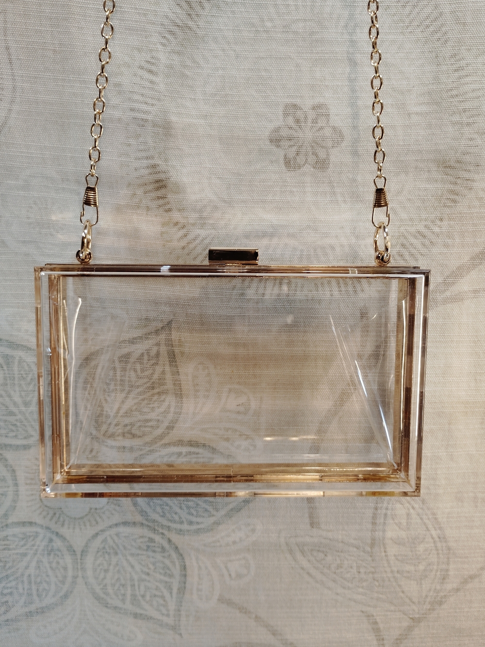 Clear Acrylic Crossbody Clutch With Gold Chain